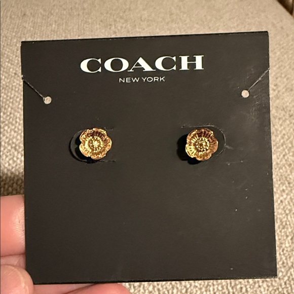 Coach Jewelry - Coach Tea Rose Gold Flower Earrings NEW